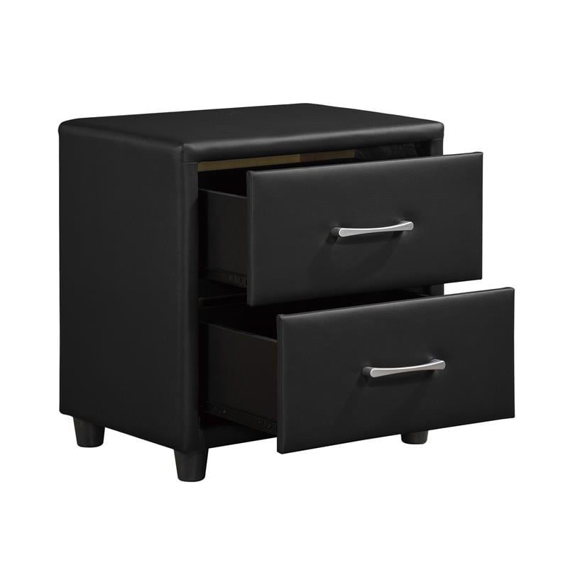Pemberly Row 2-Drawers Contemporary Wood Nightstand in Black