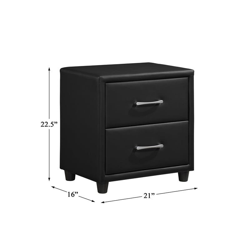 Pemberly Row 2-Drawers Contemporary Wood Nightstand in Black