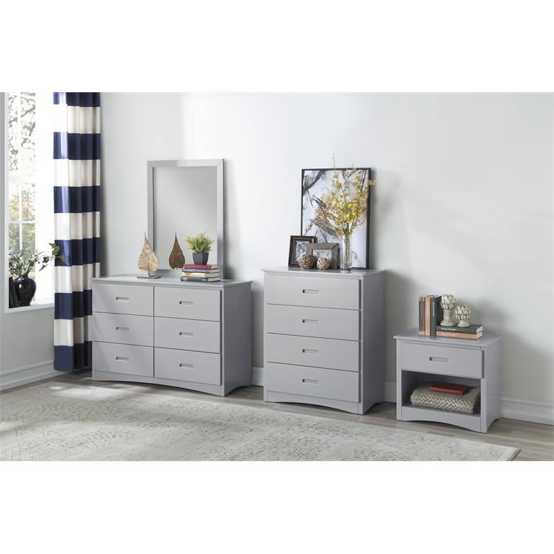 Pemberly Row 1-Drawer and 1-Shelf Transitional Wood Nightstand in Gray