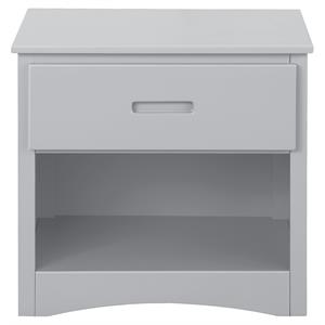 Pemberly Row 1-Drawer and 1-Shelf Transitional Wood Nightstand in Gray