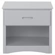 Pemberly Row 1-Drawer and 1-Shelf Transitional Wood Nightstand in Gray