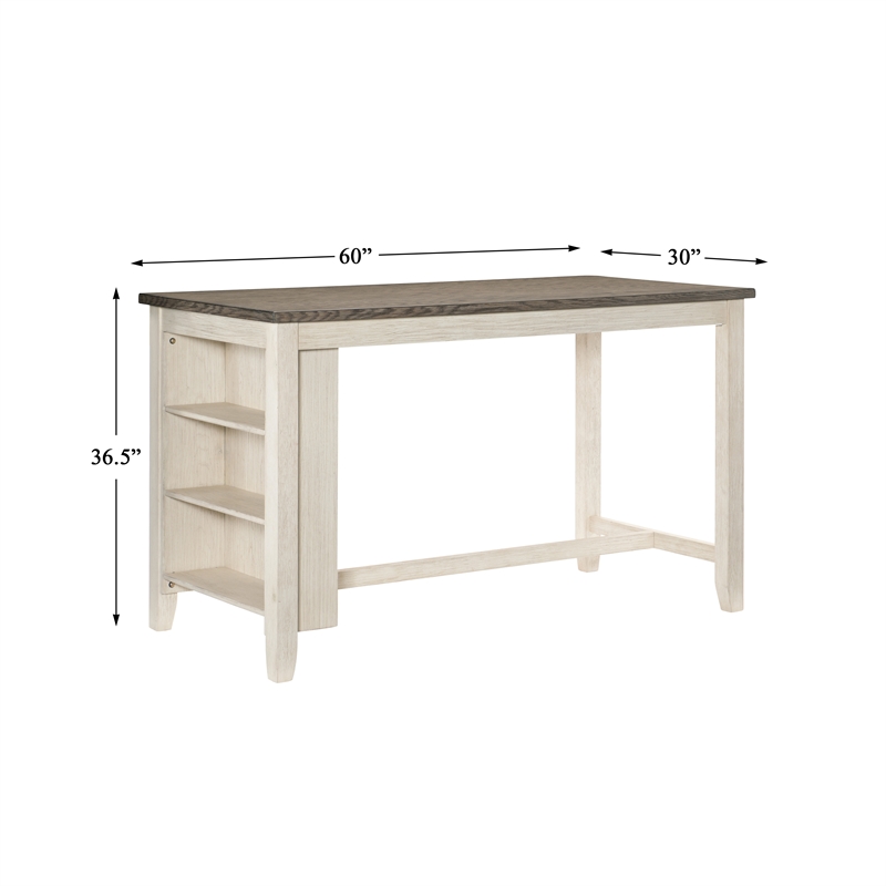Pemberly Row 5-Piece 3-Shelf Wood Counter Height Dining Set in Antique White
