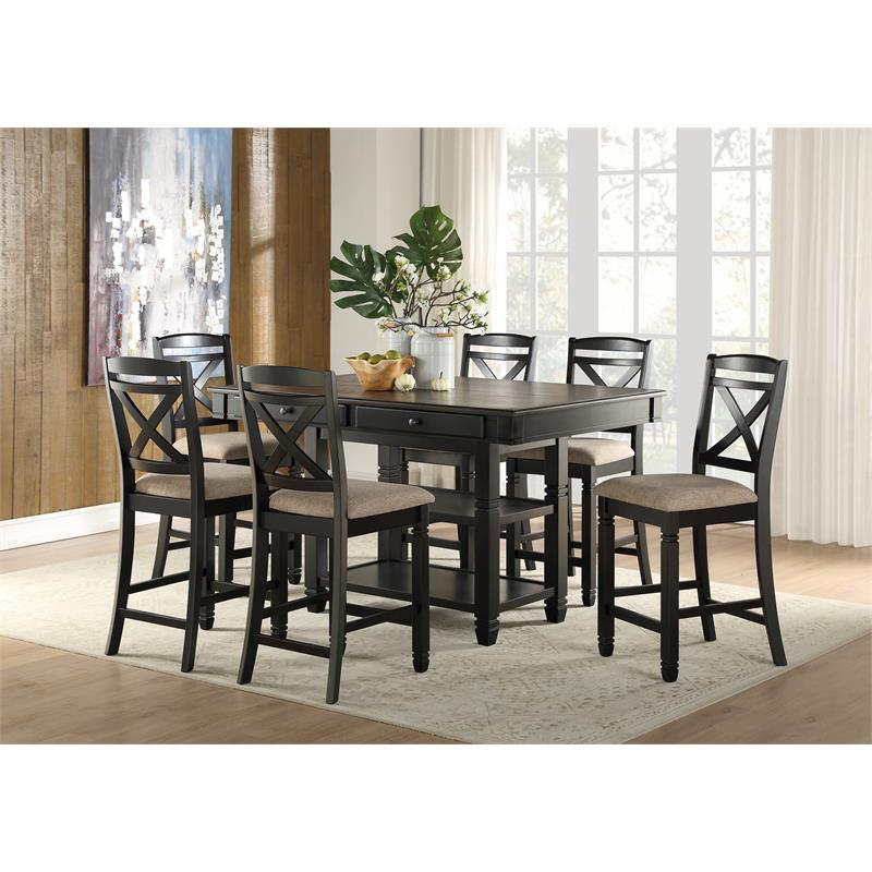 Pemberly Row 5-Piece 4 Drawers Wood Counter Height Dining Set in Natural