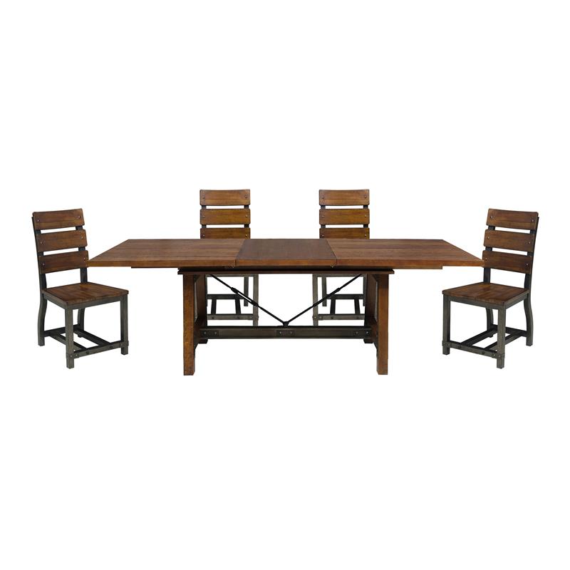 Pemberly Row 5-Piece Transitional Wood Counter Height Dining Set in Brown