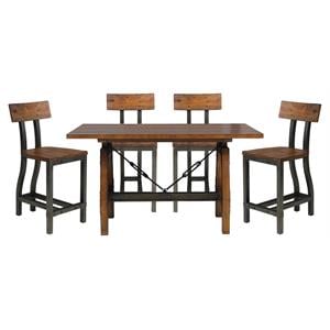 Pemberly Row 5-Piece Transitional Wood Counter Height Dining Set in Brown