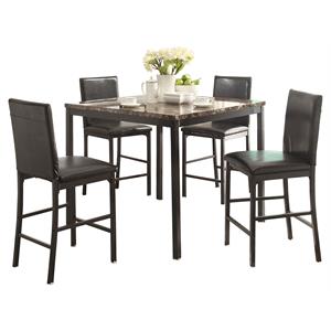 Pemberly Row 5-Piece Metal Counter Height Dining Set in Black/Brown