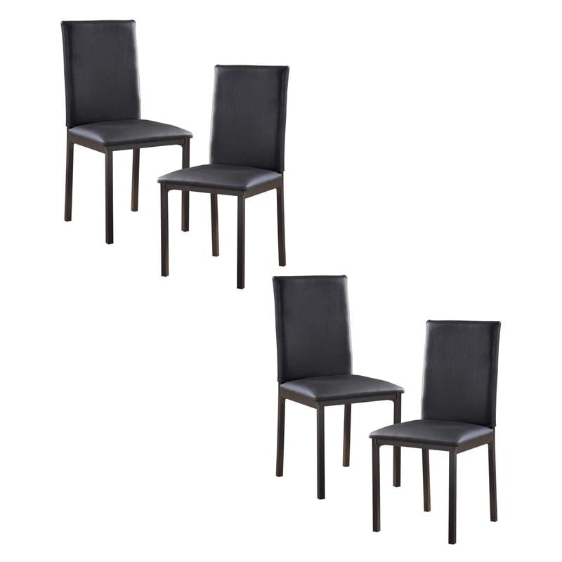 Pemberly Row 5-Piece Transitional Metal Dining Set in Black