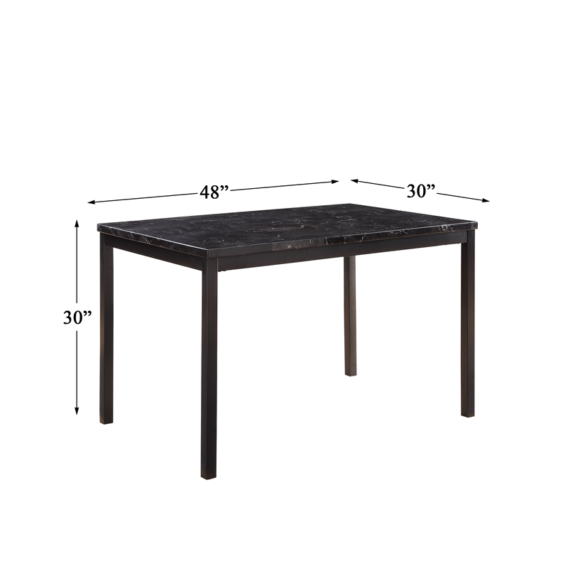 Pemberly Row 5-Piece Transitional Metal Dining Set in Black
