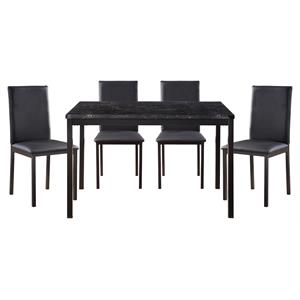 Pemberly Row 5-Piece Transitional Metal Dining Set in Black