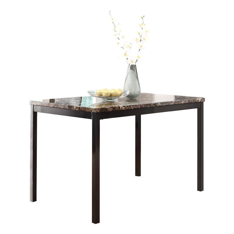 Pemberly Row 5-Piece Transitional Metal Dining Set in Black