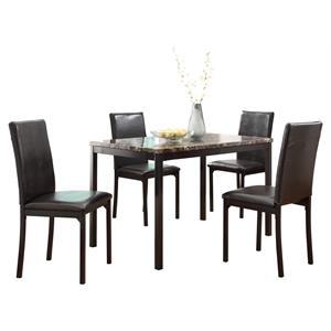 Pemberly Row 5-Piece Transitional Metal Dining Set in Black