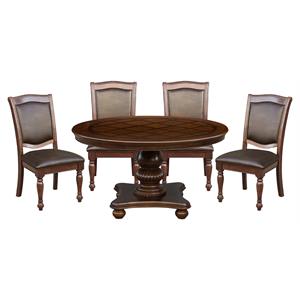Pemberly Row 5-Piece Traditional Wood Dining Set in Brown Cherry