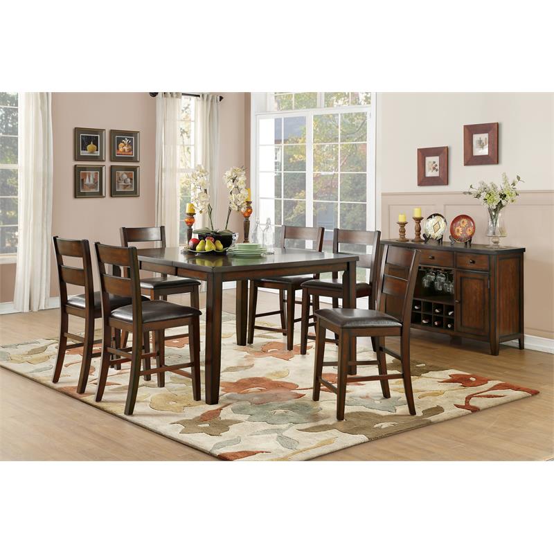 Pemberly Row 5-Piece Transitional Wood Counter Height Dining Set in Cherry