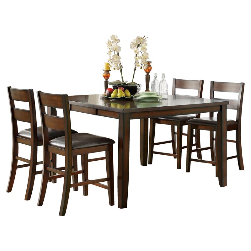 Pemberly Row 5-Piece Transitional Wood Counter Height Dining Set in Cherry