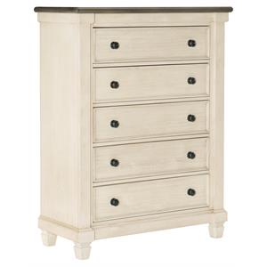 pemberly row 5 drawers transitional wood chest in antique