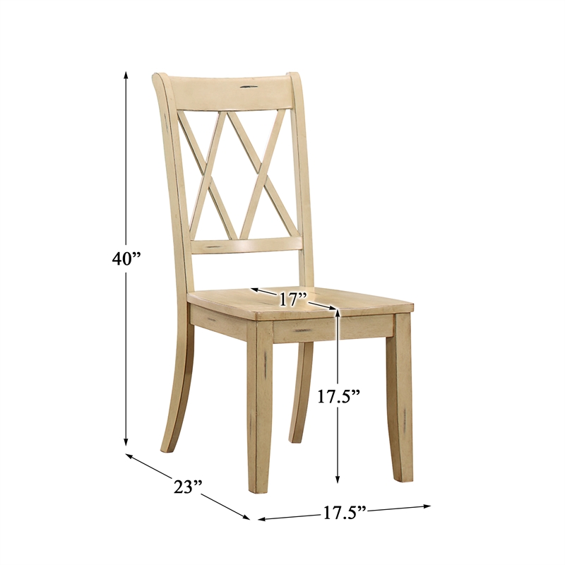Pemberly Row 5-Piece Contemporary Wood Dining Set in Natural and Buttermilk