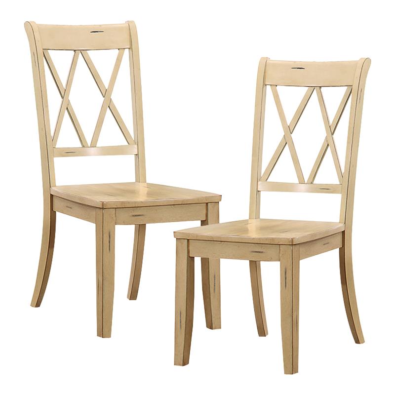 Pemberly Row 5-Piece Contemporary Wood Dining Set in Natural and Buttermilk