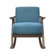 Pemberly Row Mid-Century Textured Fabric Rocking Chair in Dark Walnut/Blue