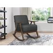 Pemberly Row Mid-Century Fabric Rocking Chair in Dark Walnut/Dark Gray