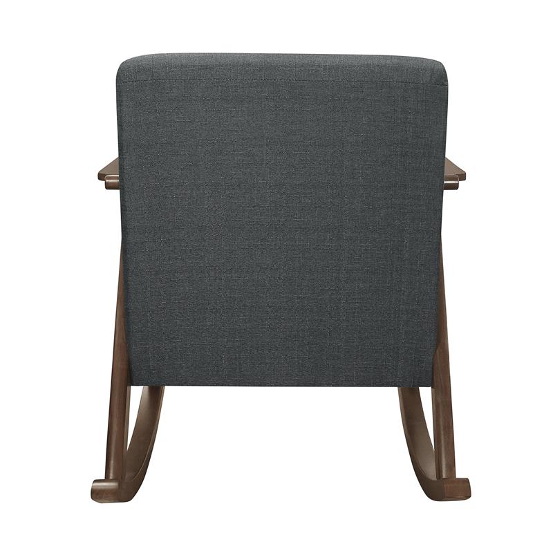 Pemberly Row Mid-Century Fabric Rocking Chair in Dark Walnut/Dark Gray