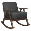 Pemberly Row Mid-Century Fabric Rocking Chair in Dark Walnut/Dark Gray