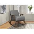 Pemberly Row Mid-Century Textured Fabric Rocking Chair in Dark Walnut/Gray