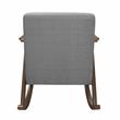 Pemberly Row Mid-Century Textured Fabric Rocking Chair in Dark Walnut/Gray