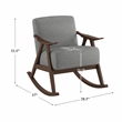 Pemberly Row Mid-Century Textured Fabric Rocking Chair in Dark Walnut/Gray