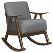 Pemberly Row Mid-Century Textured Fabric Rocking Chair in Dark Walnut/Gray