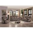 Pemberly Row Microfiber Double Reclining Sofa with Cup Holders in Brown
