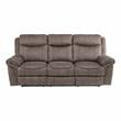 Pemberly Row Microfiber Double Reclining Sofa with Cup Holders in Brown
