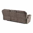 Pemberly Row Microfiber Double Reclining Sofa with Cup Holders in Brown
