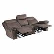 Pemberly Row Microfiber Double Reclining Sofa with Cup Holders in Brown