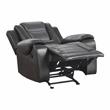 Pemberly Row Faux Leather Glider Reclining Chair in Light Gray/Dark Gray