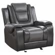 Pemberly Row Faux Leather Glider Reclining Chair in Light Gray/Dark Gray