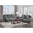 Pemberly Row Transitional Faux Leather Double Glider Reclining Loveseat in Gray