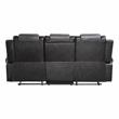 Pemberly Row Faux Leather Double Reclining Sofa with Cup Holder in Gray