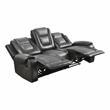 Pemberly Row Faux Leather Double Reclining Sofa with Cup Holder in Gray