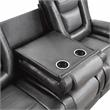 Pemberly Row Faux Leather Double Reclining Sofa with Cup Holder in Gray