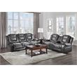 Pemberly Row Faux Leather Double Reclining Sofa with Cup Holder in Gray