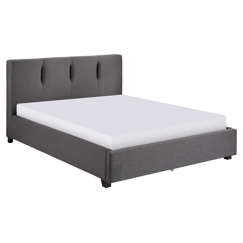 Pemberly Row Modern Textured Fabric Full Platform Bed in Gray