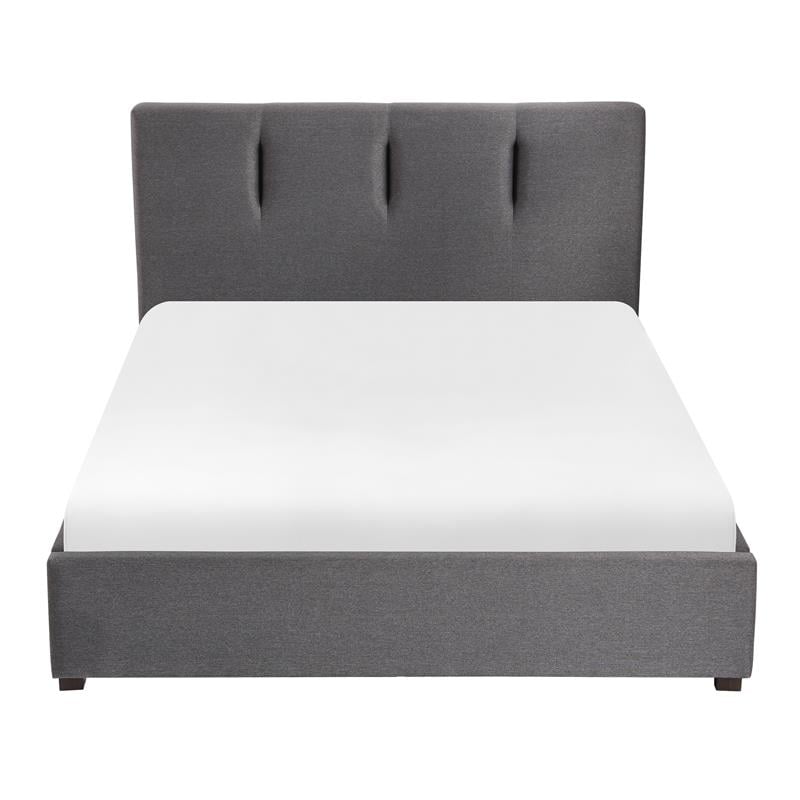 Pemberly Row Modern Textured Fabric Queen Platform Bed in Gray