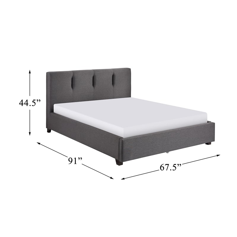 Pemberly Row Modern Textured Fabric Queen Platform Bed in Gray