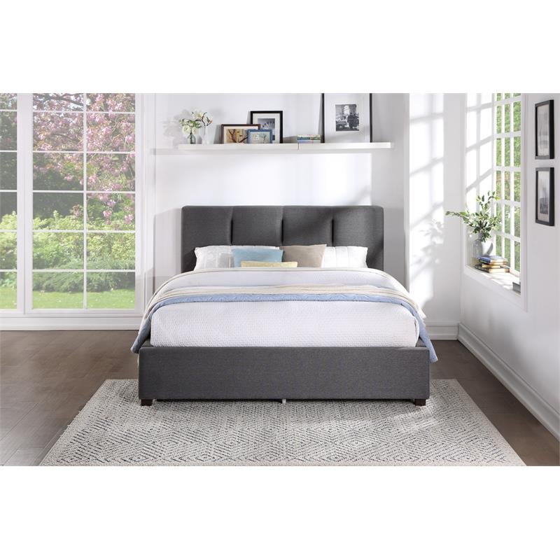 Pemberly Row Modern Textured Fabric Eastern King Platform Bed in Gray