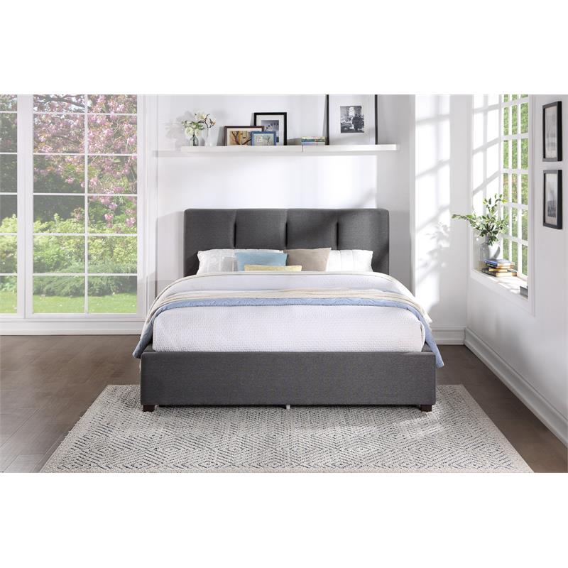 Pemberly Row Modern Textured Fabric California King Platform Bed in Gray