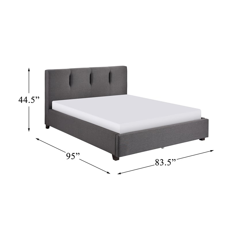 Pemberly Row Modern Textured Fabric California King Platform Bed in Gray
