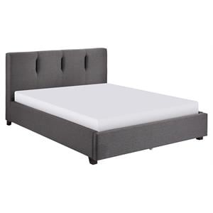 Pemberly Row Modern Textured Fabric California King Platform Bed in Gray