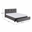 Pemberly Row Modern Fabric Eastern King Platform Bed with Storage Drawer in Gray