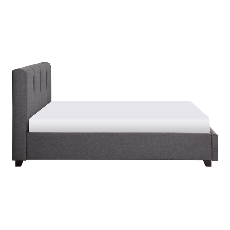 Pemberly Row Modern Fabric Eastern King Platform Bed with Storage Drawer in Gray