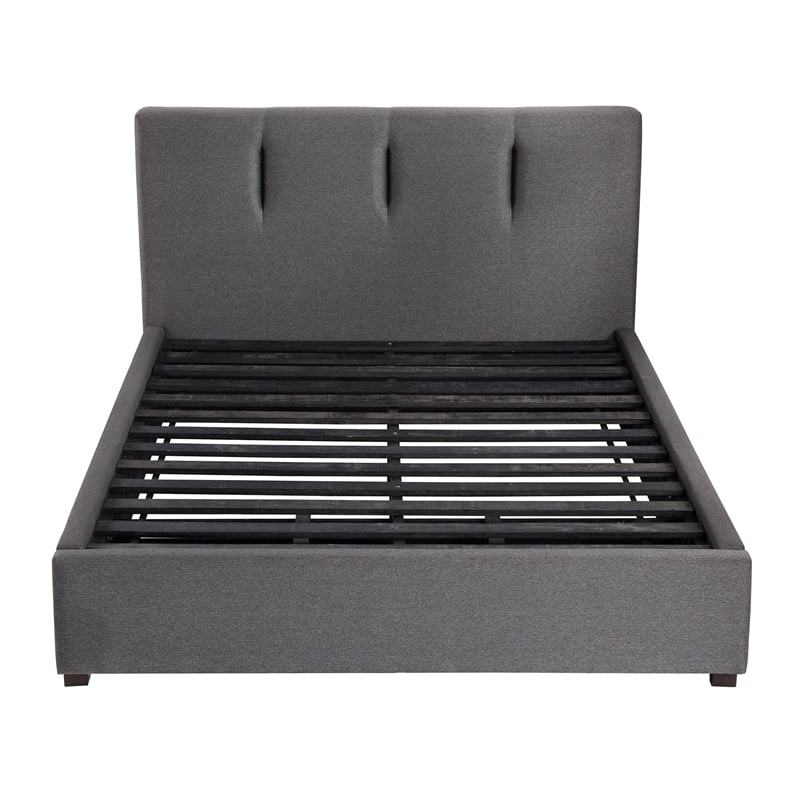 Pemberly Row Modern Fabric Eastern King Platform Bed with Storage Drawer in Gray